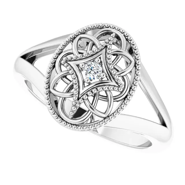 Sterling Silver .025 CTW Diamond Ring Size 5