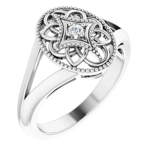 Sterling Silver .025 CTW Diamond Ring Size 5