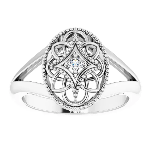 Sterling Silver .025 CTW Diamond Ring Size 5