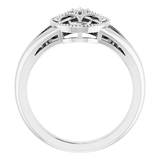 Sterling Silver .025 CTW Diamond Ring Size 5