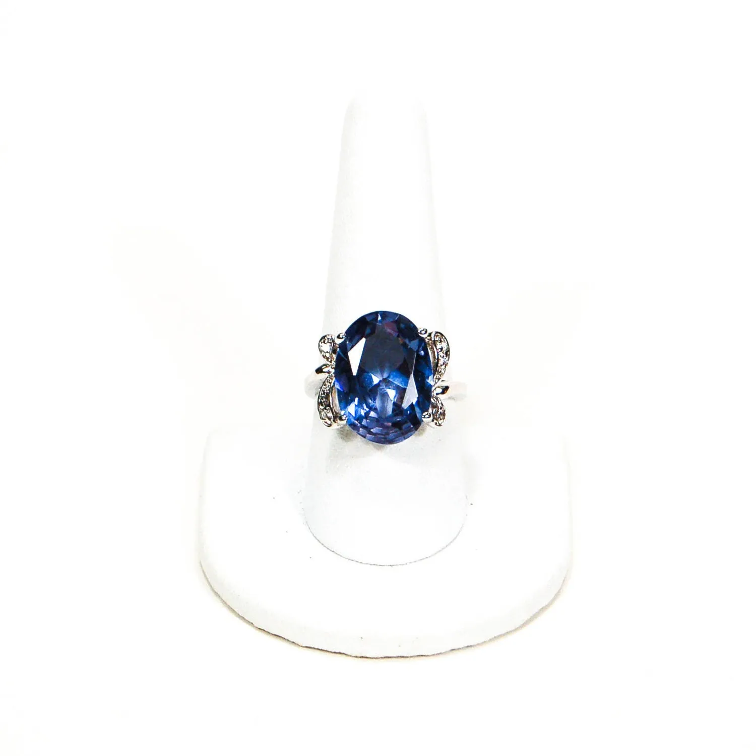 Sterling Silver Blue Topaz Oval Statement Ring