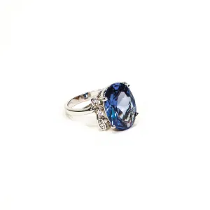 Sterling Silver Blue Topaz Oval Statement Ring