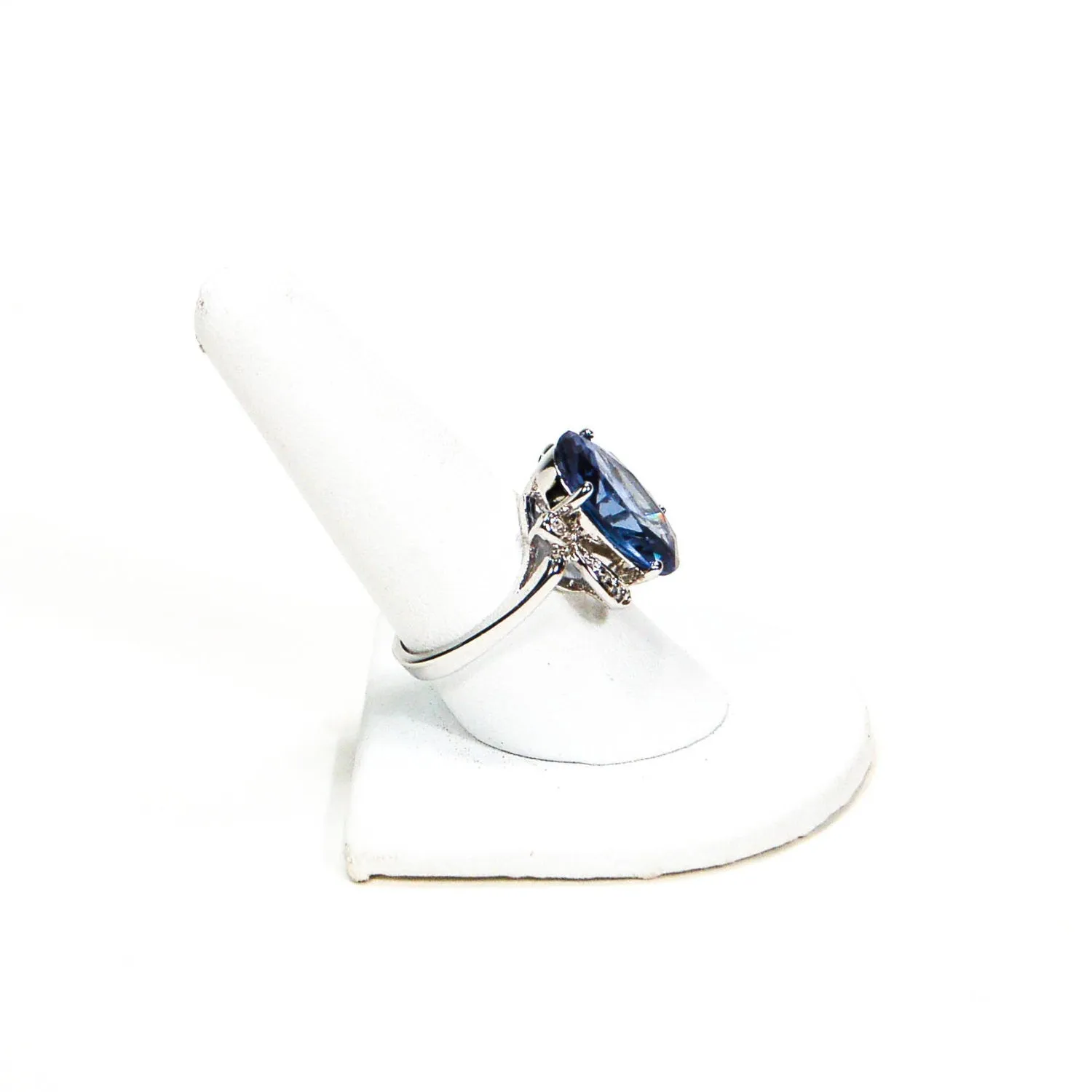 Sterling Silver Blue Topaz Oval Statement Ring
