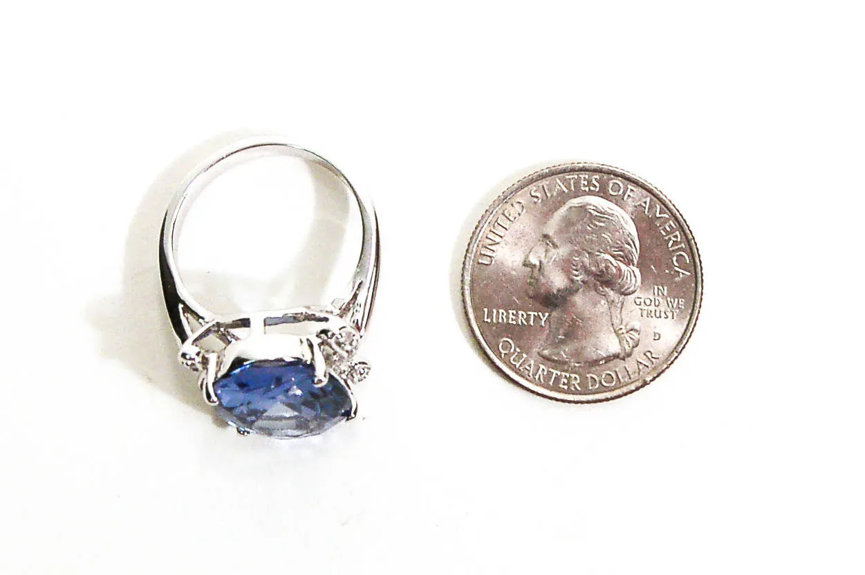 Sterling Silver Blue Topaz Oval Statement Ring
