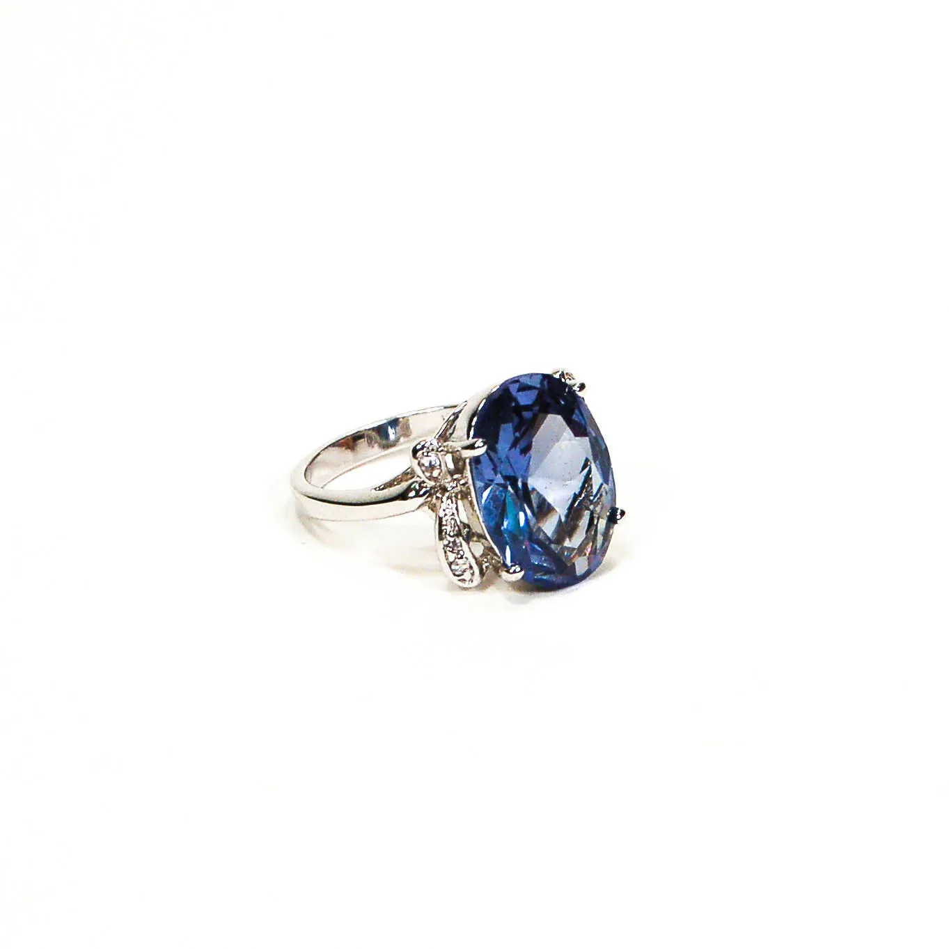 Sterling Silver Blue Topaz Oval Statement Ring