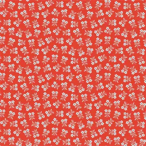 Strawberry Biscuit Daisy on Red by Elea Lutz for Penny Rose Fabrics
