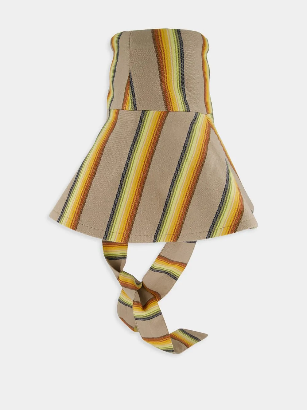 Striped Ribbon Beige Bucket Hat