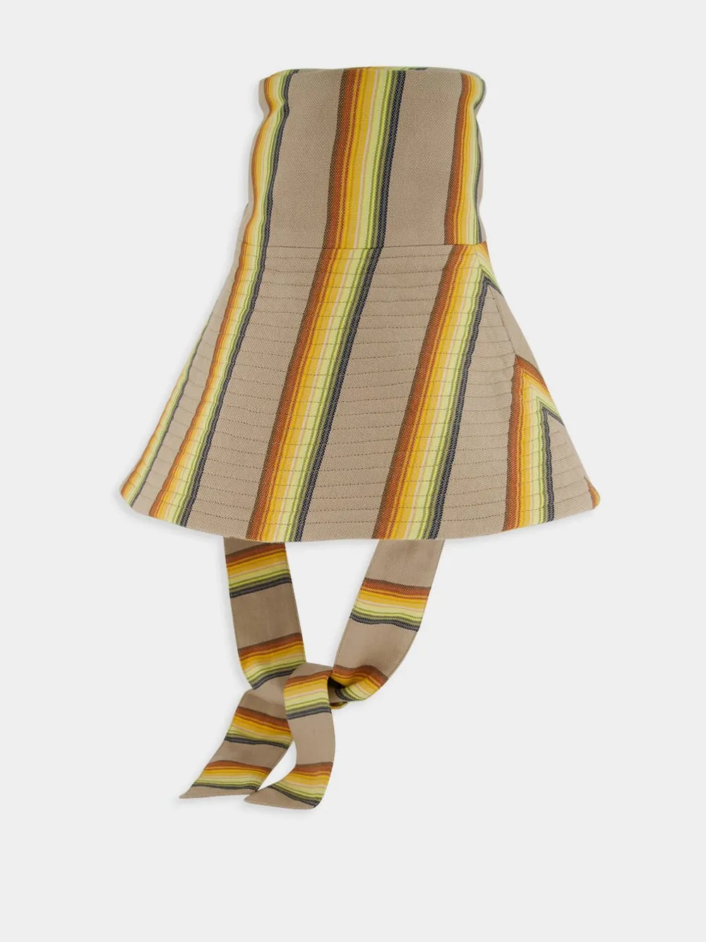 Striped Ribbon Beige Bucket Hat