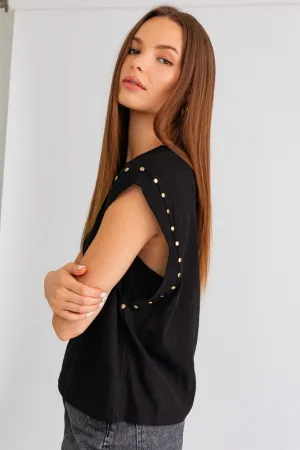 Stud Muscle Tee [Black]