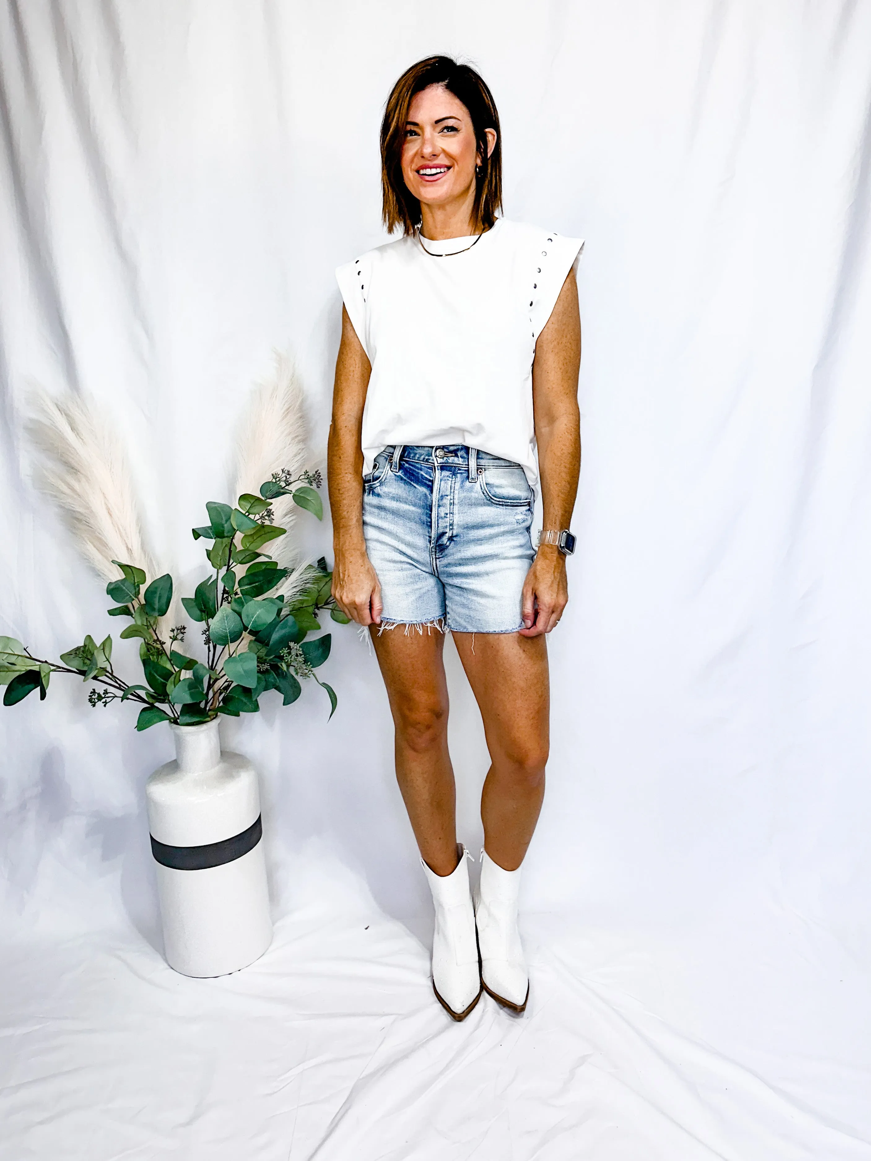 Stud Muscle Tee [White]