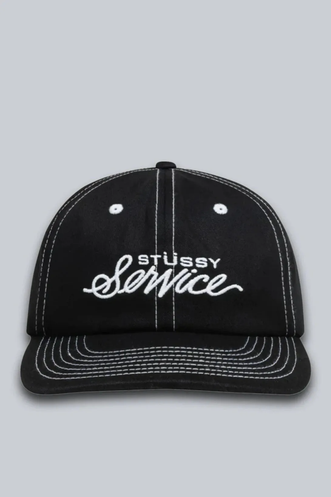 STUSSY MID DEPTH SERVICE STRAPBACK TRUE BLACK
