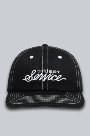 STUSSY MID DEPTH SERVICE STRAPBACK TRUE BLACK