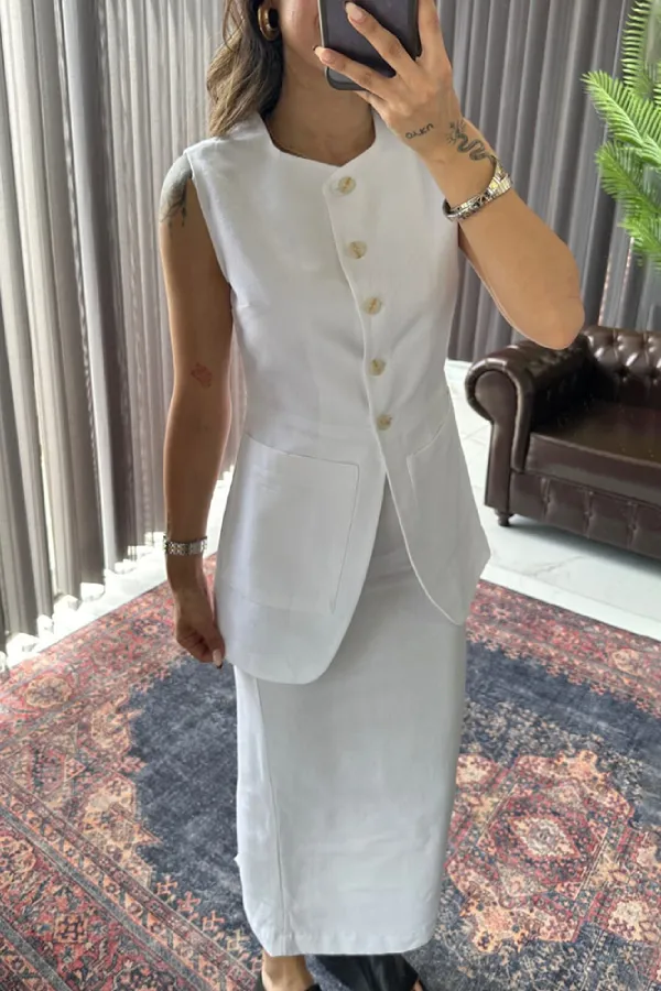 Stylish and Elegant Cotton and Linen Two-piece Set