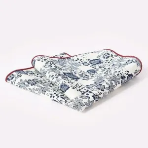 Stylish Floral and Leaf Pattern Wedding or Party Business Suit Pocket Square For Men - White