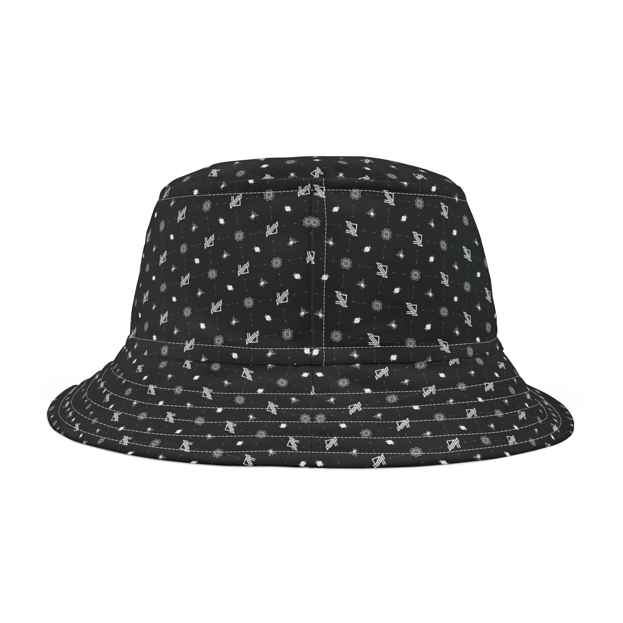 Stylish Triple Moon Black Patterned Bucket Hat - Perfect for Summer Festivals and Casual Outings