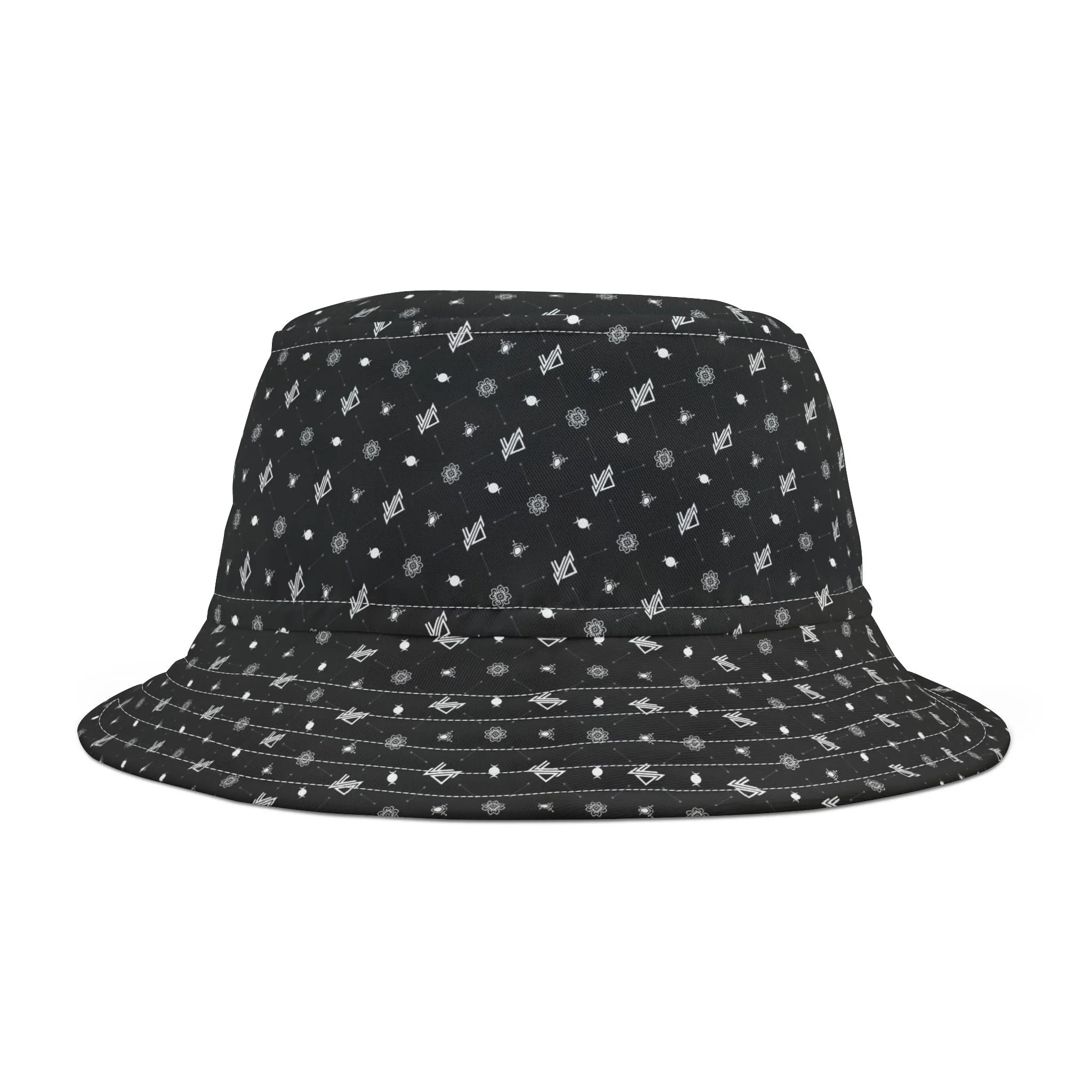 Stylish Triple Moon Black Patterned Bucket Hat - Perfect for Summer Festivals and Casual Outings