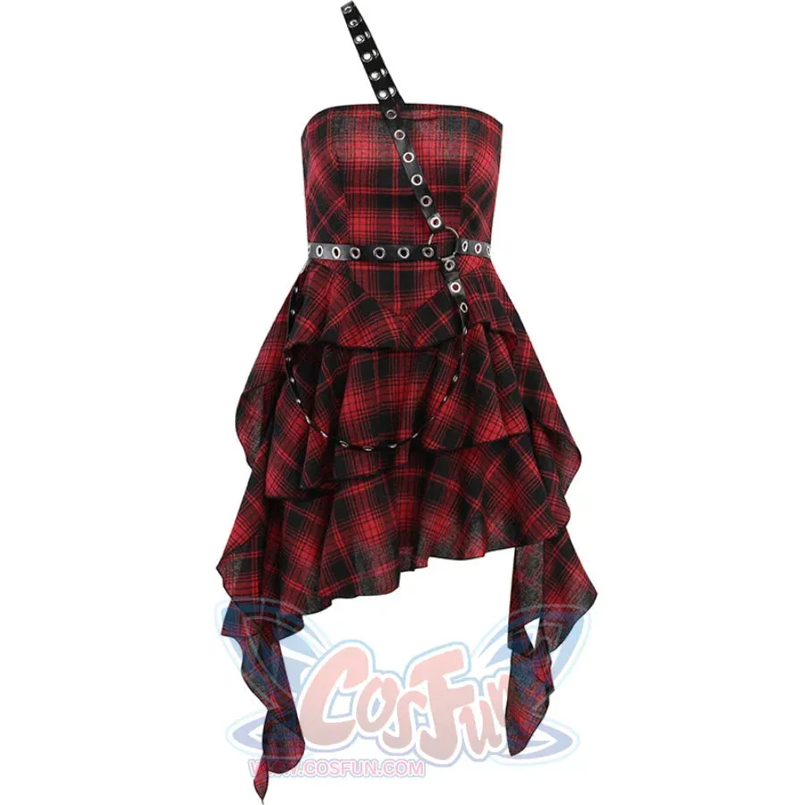 Sweet and Cool Irregular Slim Plaid Dress S22929