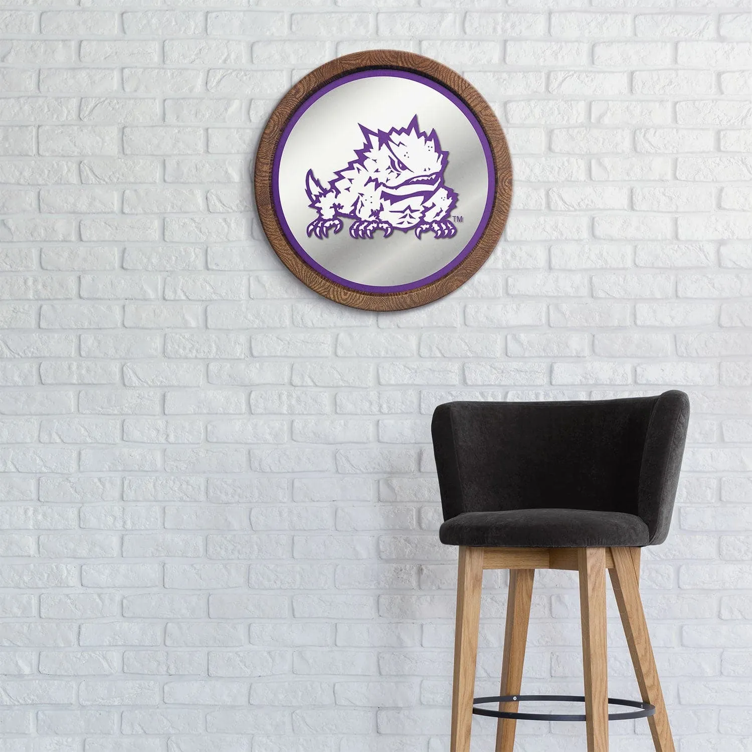 TCU Horned Frogs: Mascot - "Faux" Barrel Top Mirrored Wall Sign