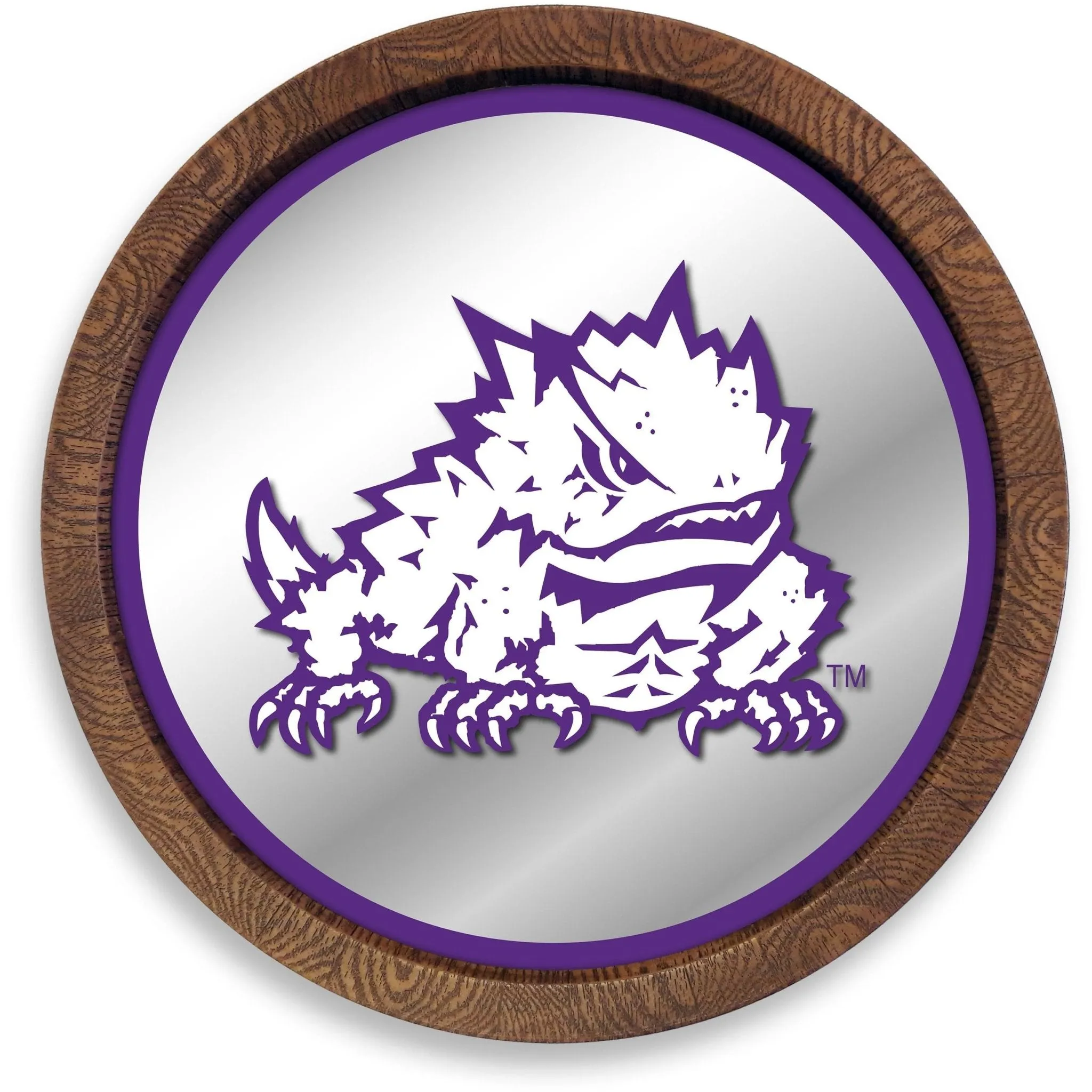 TCU Horned Frogs: Mascot - "Faux" Barrel Top Mirrored Wall Sign