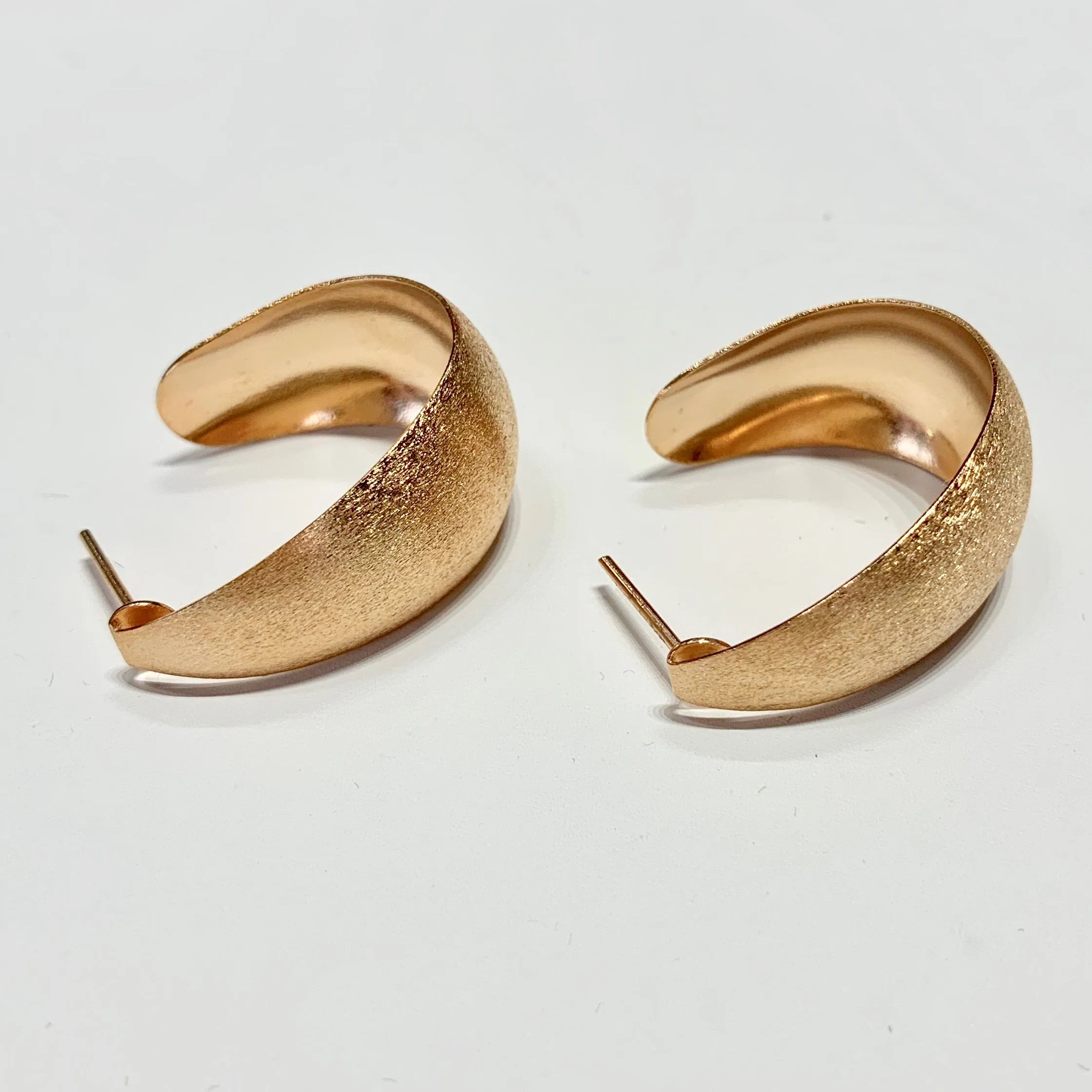 Thick Half Hoop Earrings - Rose Gold