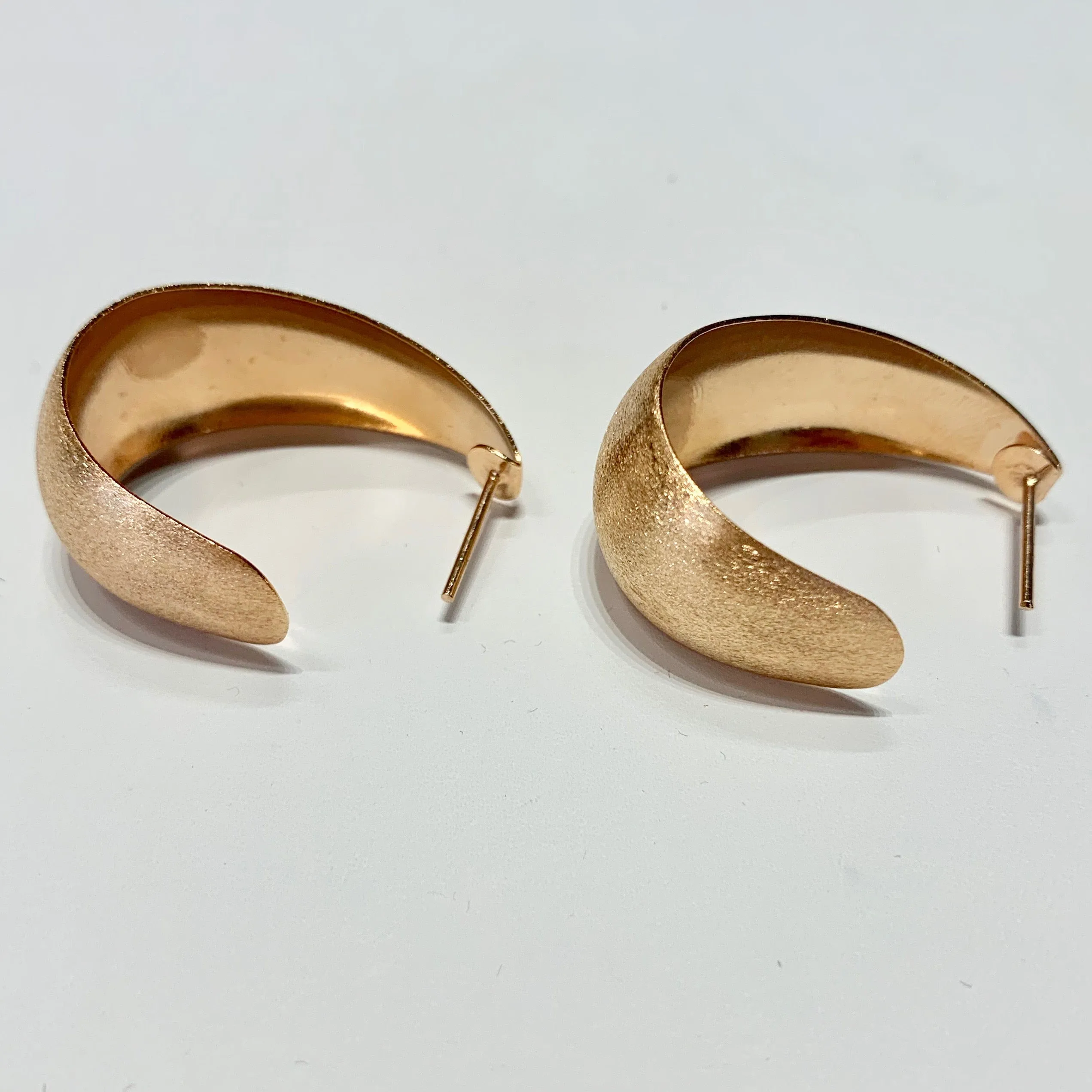 Thick Half Hoop Earrings - Rose Gold
