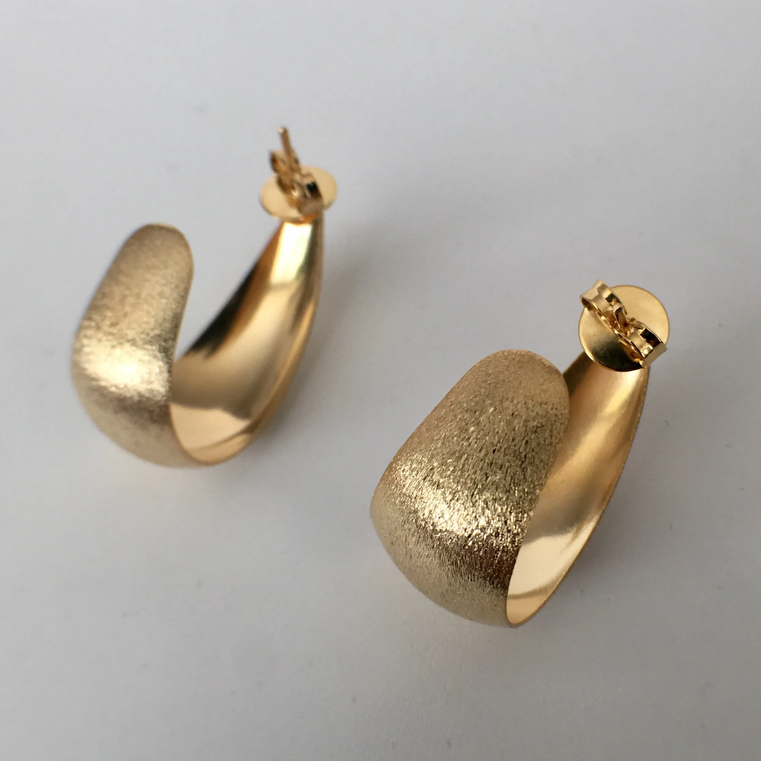 Thick Half Hoop Earrings - Yellow Gold