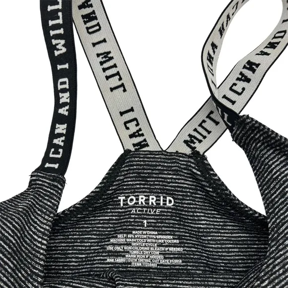 Torrid Plus Size Women’s Space Dye “I Can and I Will” Active Sports Bra Size 1X