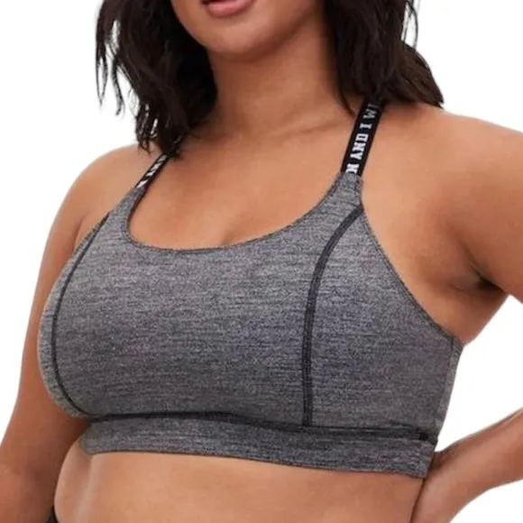 Torrid Plus Size Women’s Space Dye “I Can and I Will” Active Sports Bra Size 1X