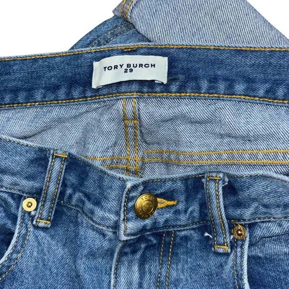 Tory Burch Straight Leg Rolled Hem Preppy Denim Women’s 29 Casual Cuffed Jeans