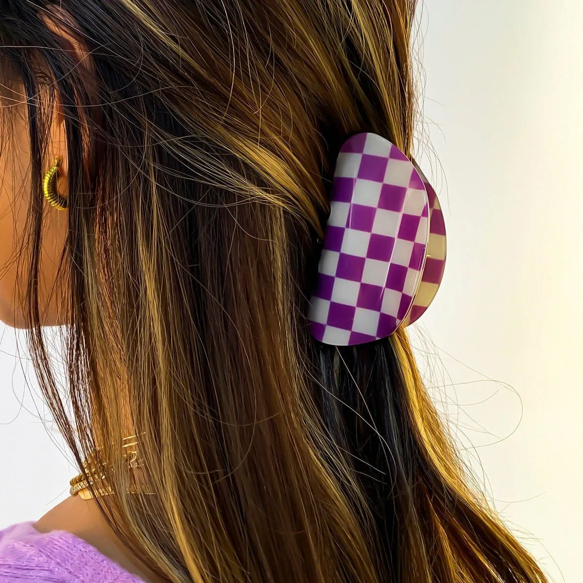 Trendy Colorful Checkered Hair Claw Hair Clip