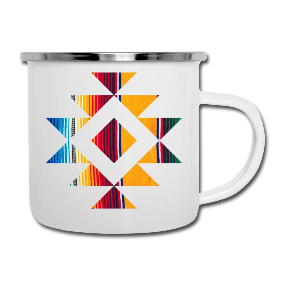 Tribal Serape Design on White Enamel Camping Mug
