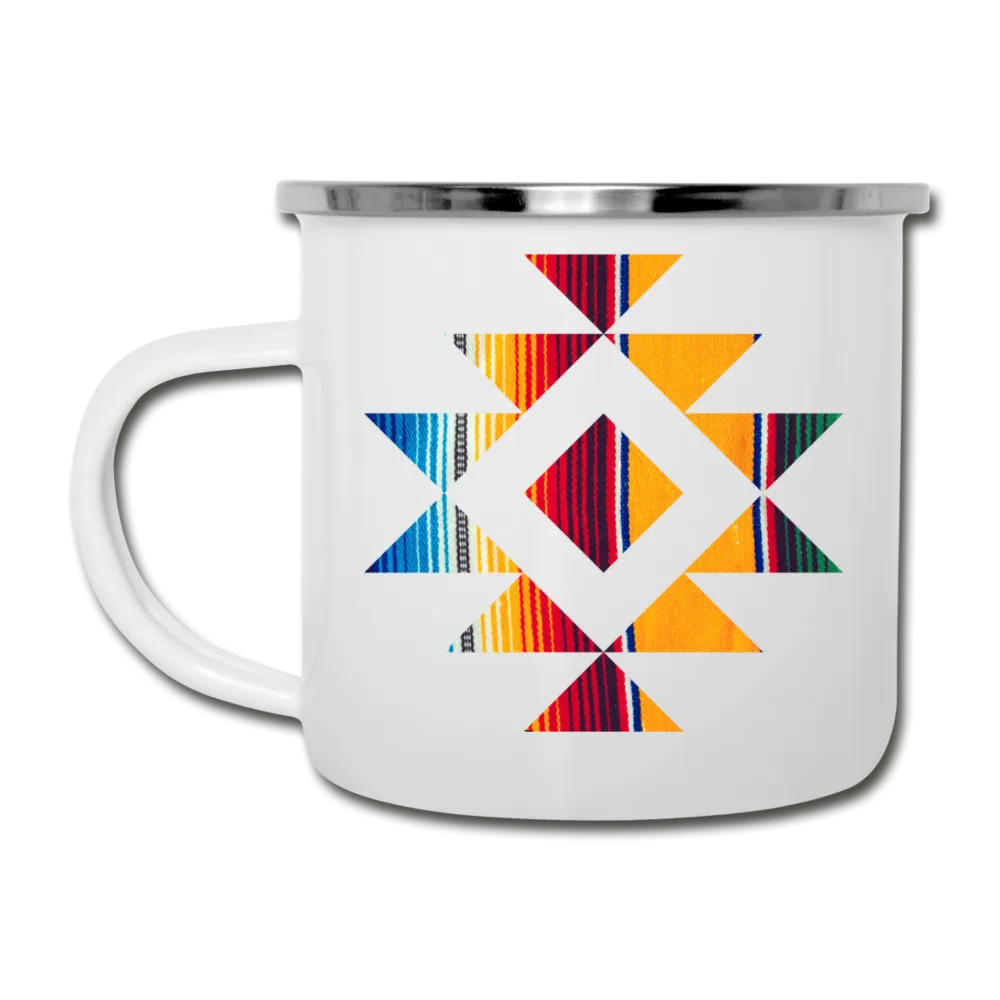 Tribal Serape Design on White Enamel Camping Mug
