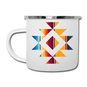Tribal Serape Design on White Enamel Camping Mug