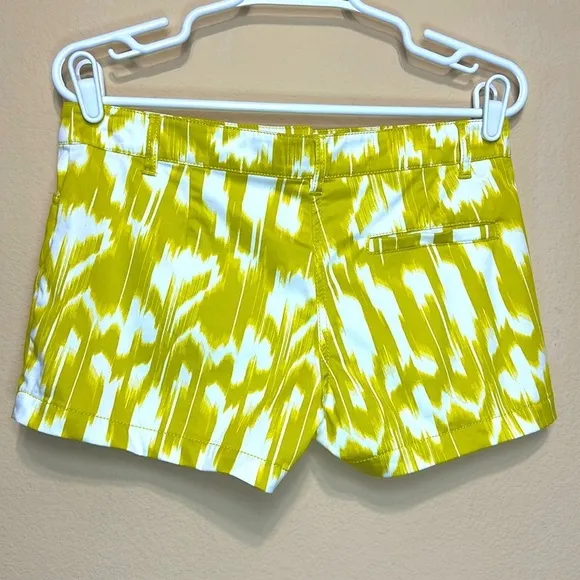 Trina Turk Womens Margarita Myrta Ikat Aztec Tribal Shorts, Yellow, White,Size 2