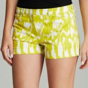 Trina Turk Womens Margarita Myrta Ikat Aztec Tribal Shorts, Yellow, White,Size 2