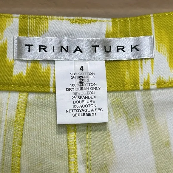 Trina Turk Womens Margarita Myrta Ikat Aztec Tribal Shorts, Yellow, White,Size 2