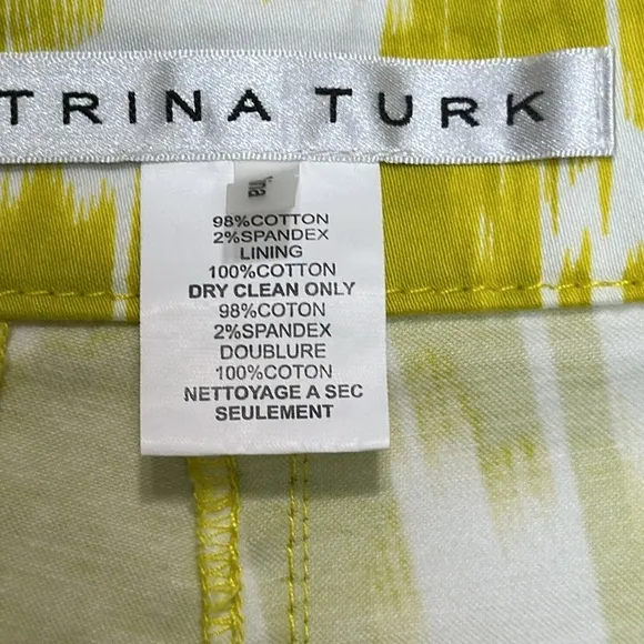 Trina Turk Womens Margarita Myrta Ikat Aztec Tribal Shorts, Yellow, White,Size 2