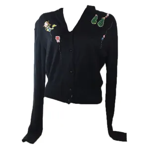 TSUMORI CHISATO Black Long Sleeve Beaded Cardigan Size 2