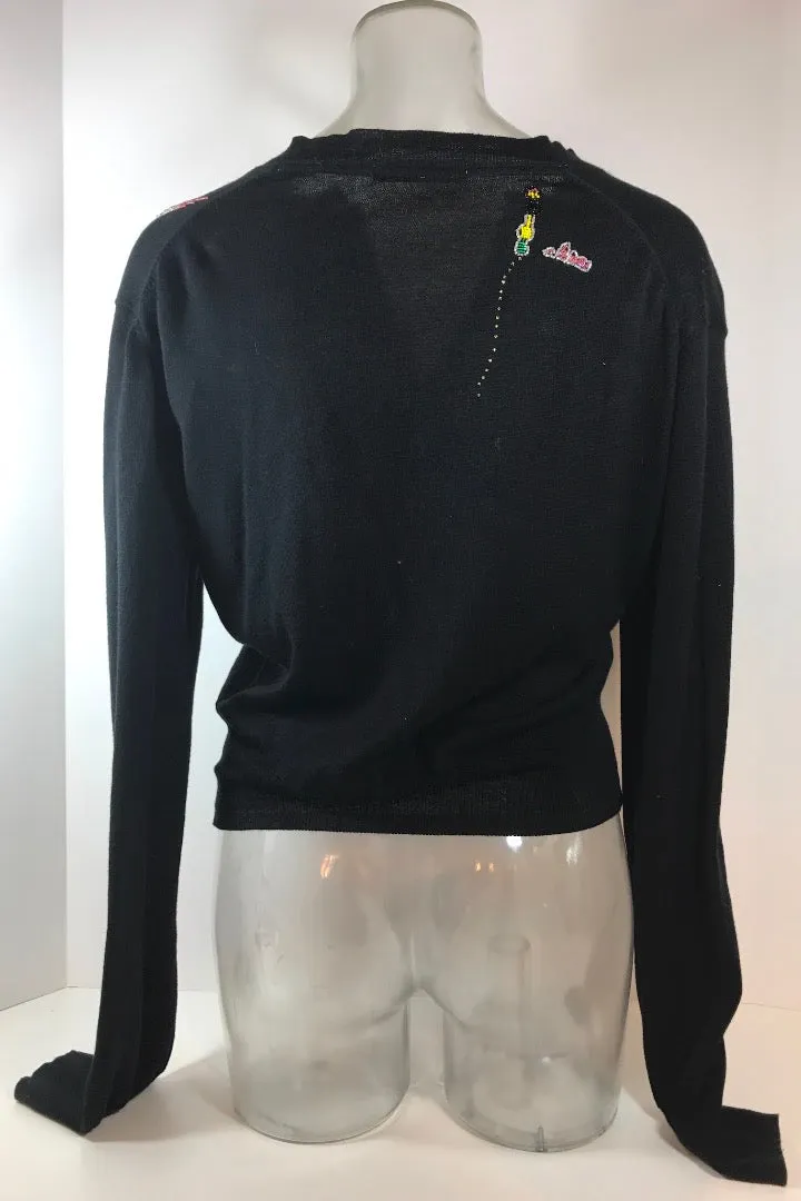 TSUMORI CHISATO Black Long Sleeve Beaded Cardigan Size 2