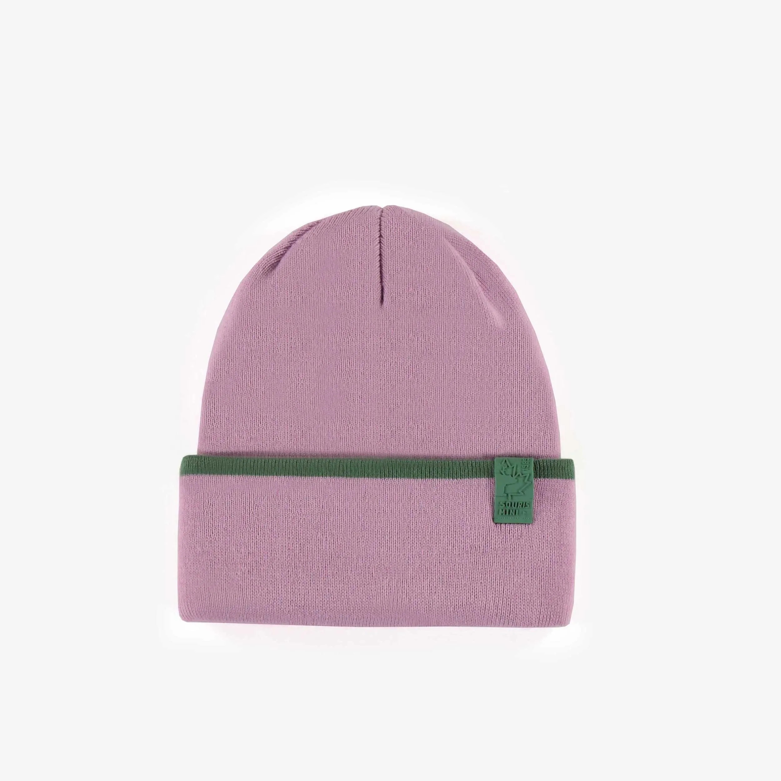 Tuque de maille réversible rose et verte, bébé  || Pink and green reversible knitted toque, baby
