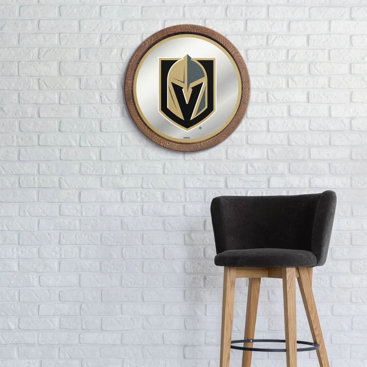 Vegas Golden Knights: Mirrored Barrel Top Wall Sign