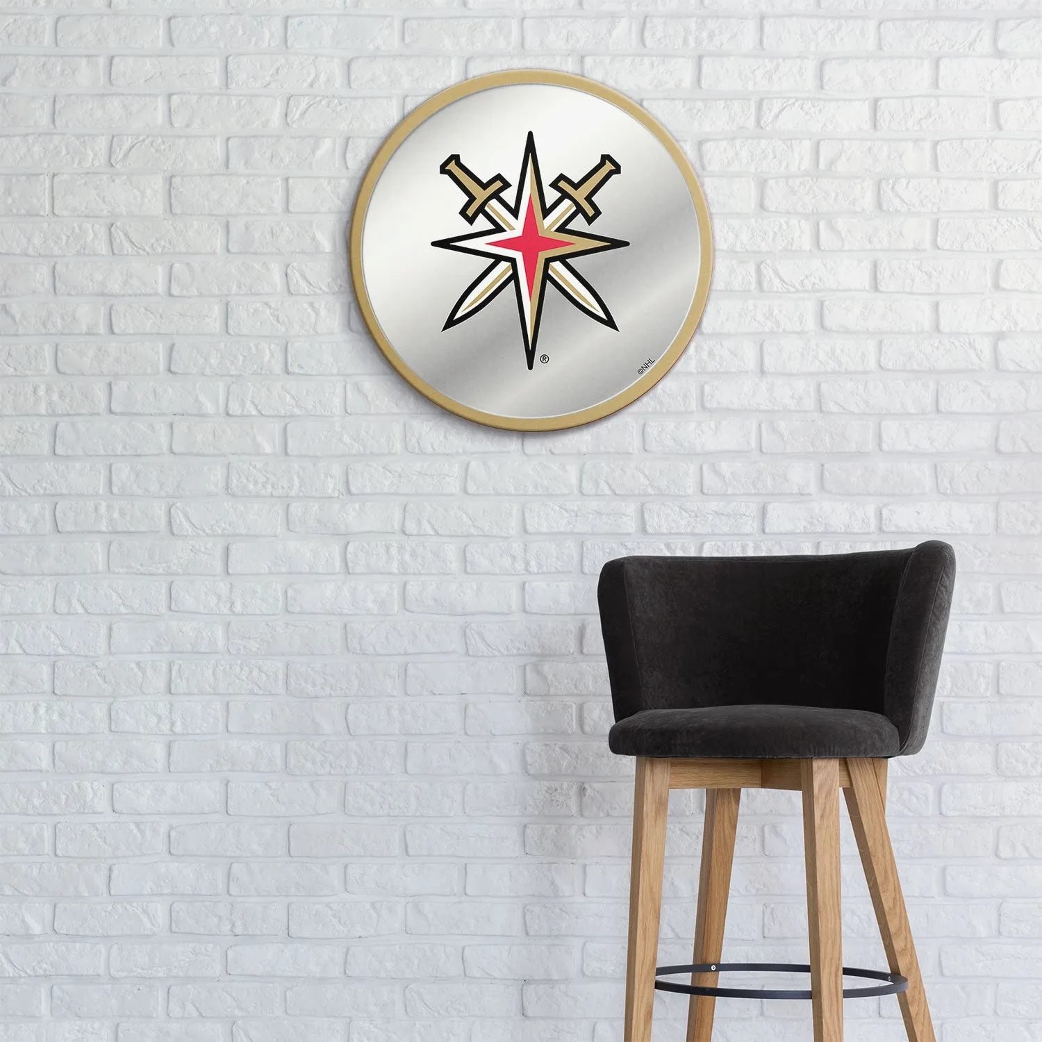 Vegas Golden Knights: Secondary Logo - Modern Disc Mirrored Wall Sign