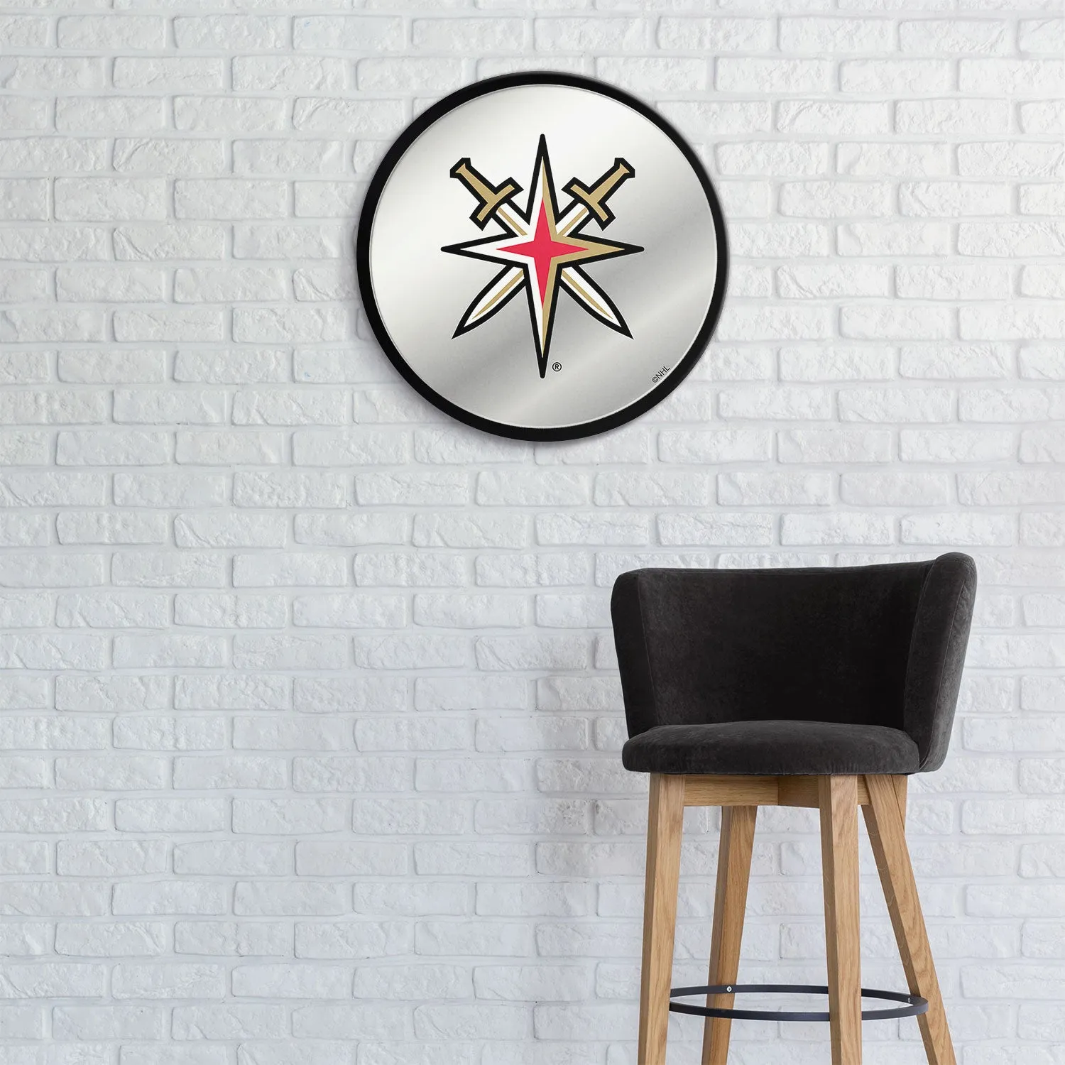Vegas Golden Knights: Secondary Logo - Modern Disc Mirrored Wall Sign