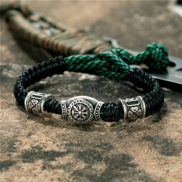 Viking Paracord Rope Amulet Rune Bracelet, adjustable
