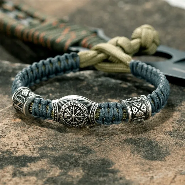Viking Paracord Rope Amulet Rune Bracelet, adjustable