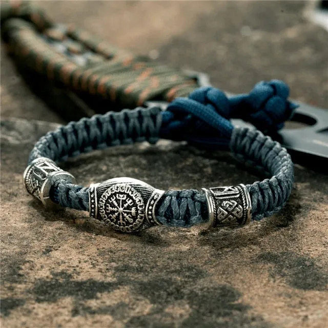 Viking Paracord Rope Amulet Rune Bracelet, adjustable