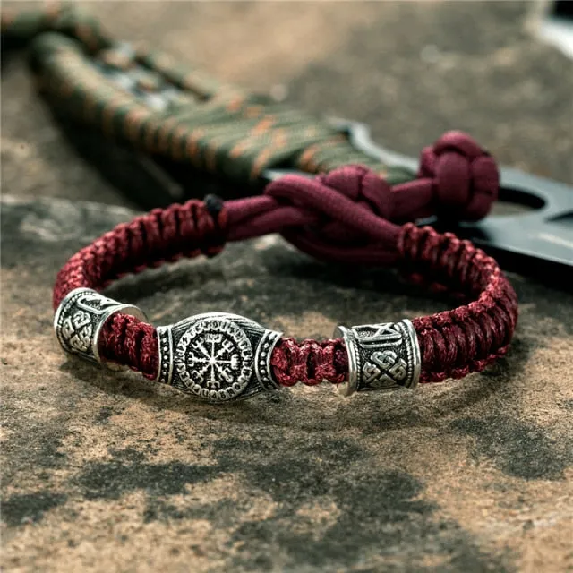 Viking Paracord Rope Amulet Rune Bracelet, adjustable