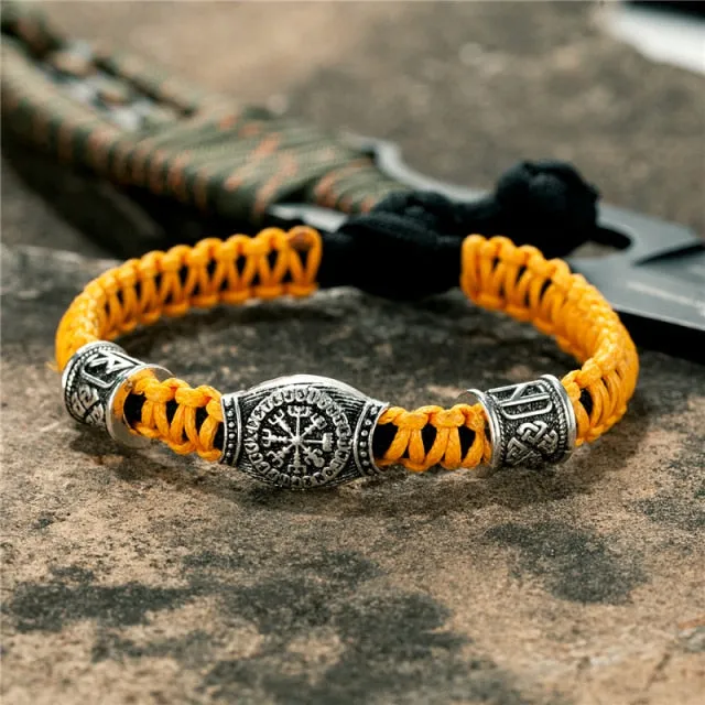 Viking Paracord Rope Amulet Rune Bracelet, adjustable