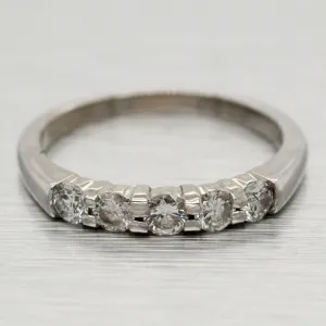 Vintage 0.50ctw Five Diamond Wedding Band Ring - 14k White Gold | Size 7