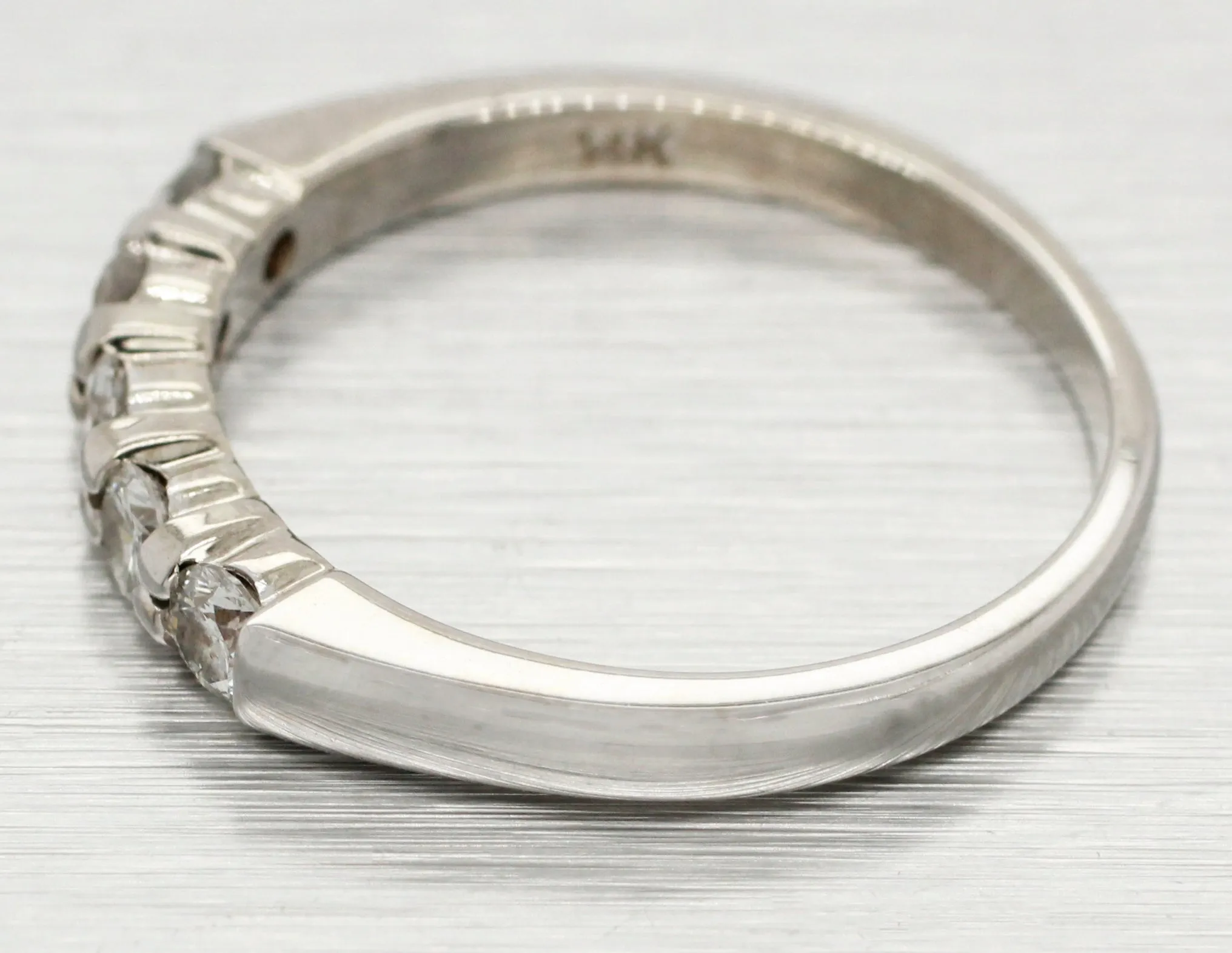 Vintage 0.50ctw Five Diamond Wedding Band Ring - 14k White Gold | Size 7